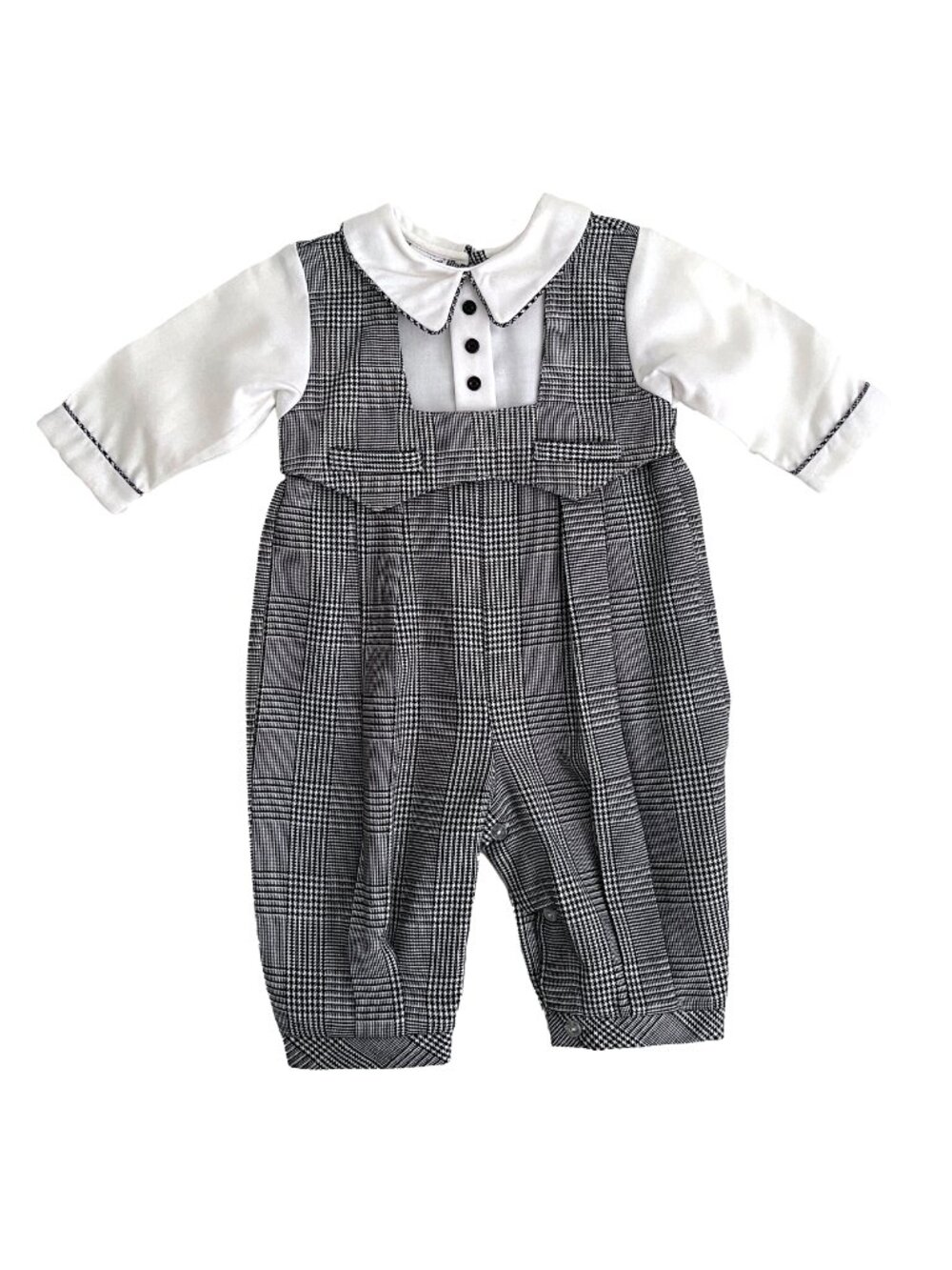 Vintage Sarah Louise Plaid Baby Boy Coverall Romper, Holiday Outfit Size 3-Month